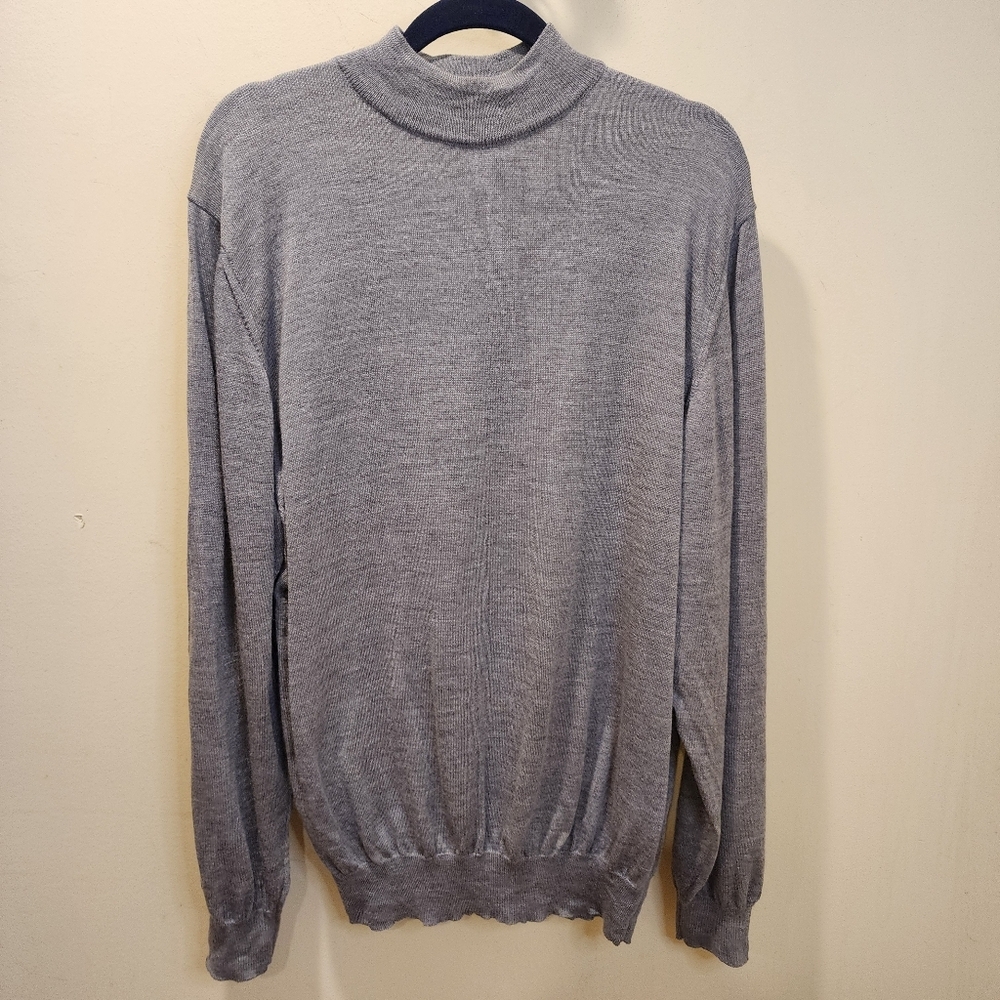 Nordstrom  100% Extrafine Merino Wool Gray Turtleneck Sweater Size XL - Picture 4 of 11